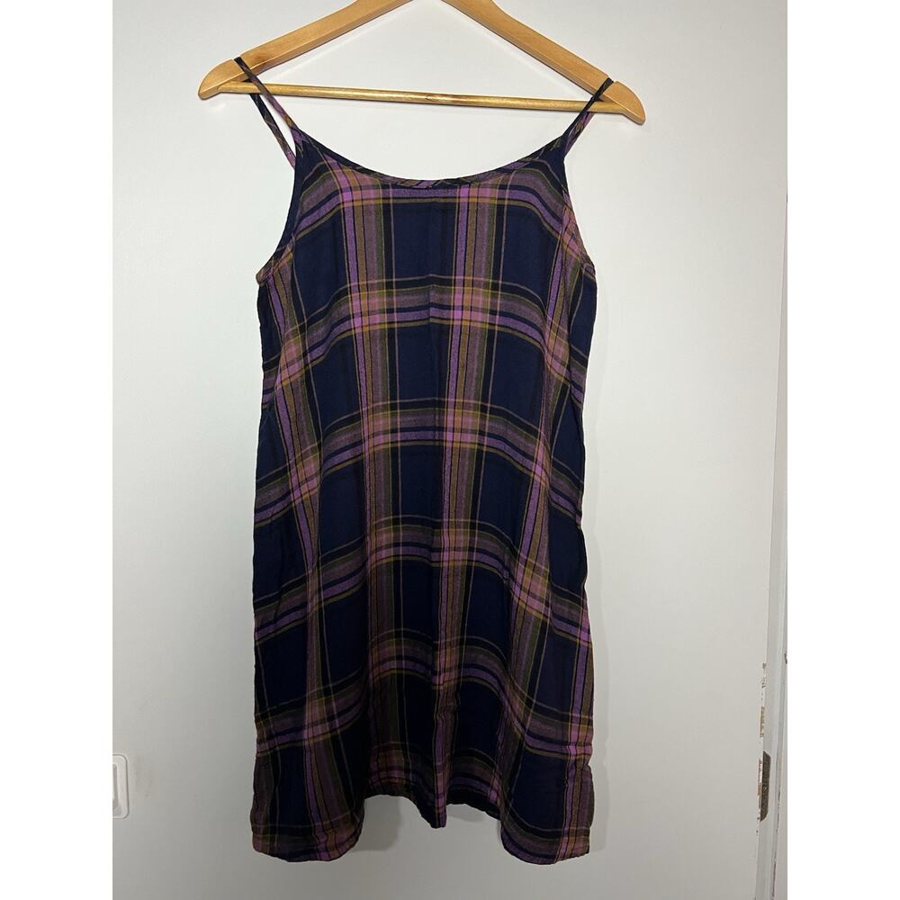 Vintage Y2K Mossimo Plaid Purple & Black Slip Dress Clueless Inspired Size Small